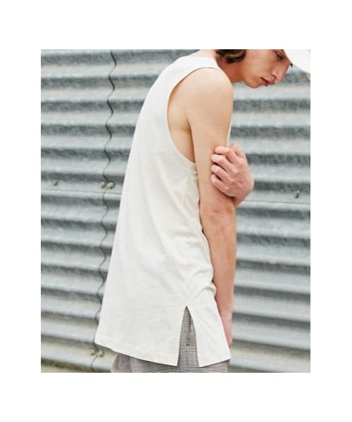LIDNM（リドム）の「LAYERED TANK TOP【BEIGE】（タンクトップ・メンズ・ベージュ・M/L）」の3枚目の写真