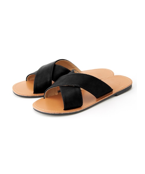 GRL（グレイル）の「クロスベルトデザインフラットサンダル（サンダル・レディース・ブラック/ブラウン/キャメル・24.5）」の1枚目の写真