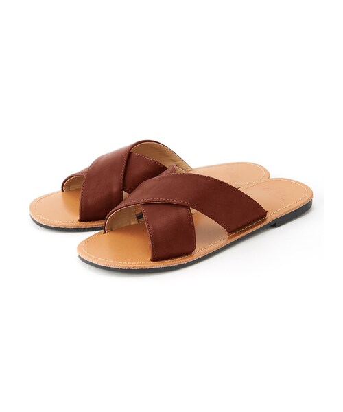 GRL（グレイル）の「クロスベルトデザインフラットサンダル（サンダル・レディース・ブラック/ブラウン/キャメル・24.5）」の2枚目の写真