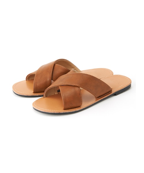 GRL（グレイル）の「クロスベルトデザインフラットサンダル（サンダル・レディース・ブラック/ブラウン/キャメル・24.5）」の3枚目の写真