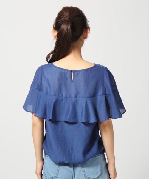 LOWRYS FARM（ローリーズファーム）の「Ｇベーシックキリカエフリルフレンチスリーブ（トップス・レディース・オフ/アイボリー/ネイビー・Ｍ/Ｌ）」の5枚目の写真