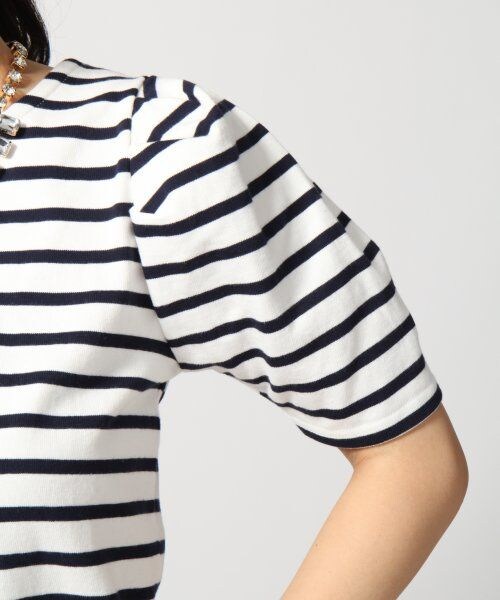 LOWRYS FARM(ローリーズファーム)の「コットンボーダーパワショルプルオーバーショートスリーブ(トップス・レディース・オフ/グレー/ネイビー・M/L)」の8枚目の写真