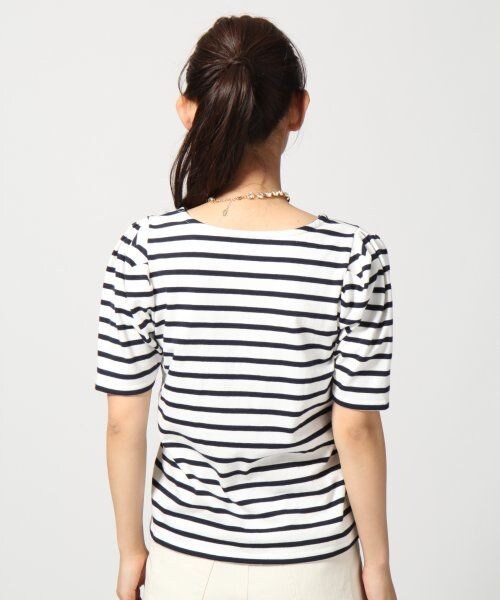 LOWRYS FARM(ローリーズファーム)の「コットンボーダーパワショルプルオーバーショートスリーブ(トップス・レディース・オフ/グレー/ネイビー・M/L)」の5枚目の写真