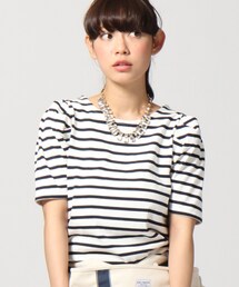 LOWRYS FARM | コットンボーダーパワショルプルオーバーショートスリーブ(トップス)