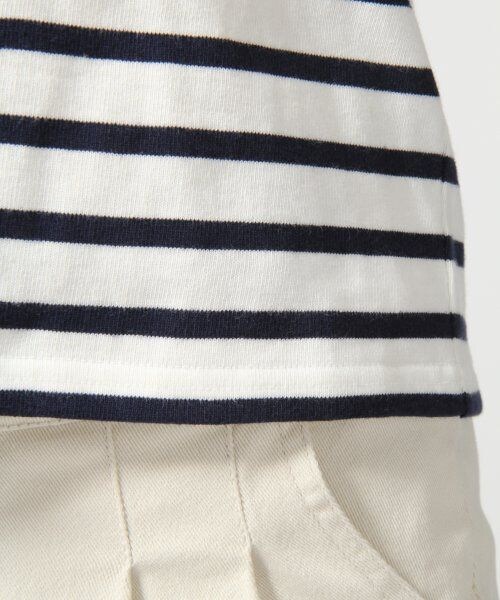 LOWRYS FARM(ローリーズファーム)の「コットンボーダーパワショルプルオーバーショートスリーブ(トップス・レディース・オフ/グレー/ネイビー・M/L)」の9枚目の写真