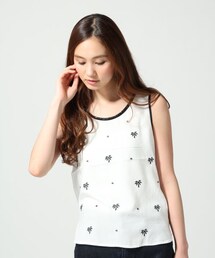 GLOBAL WORK | パームツリーシシュウノースリーブ(トップス)