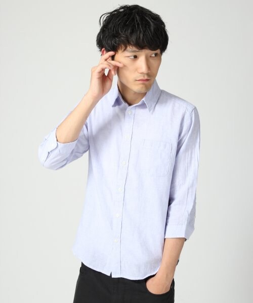 GLOBAL WORK(グローバルワーク)の「メンアサドットプリント7分シャツ(トップス・メンズ・ホワイト×ネイビードット05/ホワイト×ホワイトドット08/グリーン×ホワイトドット72/ブルー×ホワイトドット82/ネイビー×ホワイトドット88・S/M/L/XL)」の4枚目の写真
