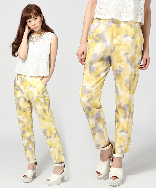 JEANASIS（ジーナシス）の「14SSムジ＊ガラトラウザー（パンツ・レディース・ホワイト/ホワイト系/ブラック/イエロー系/グリーン系/ブルー系・S/M）」の6枚目の写真