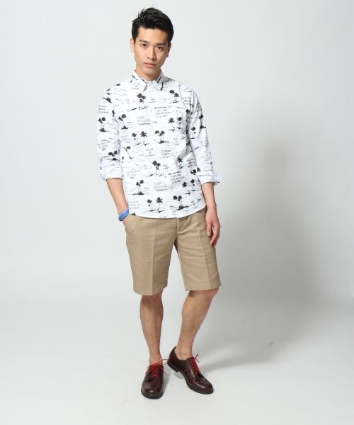 HARE（ハレ）の「フレンチリネンショーツ（パンツ・メンズ・オフホワイト/ブラック/ベージュ/ブルー/ネイビー・Ｓ/Ｍ/Ｌ）」の13枚目の写真