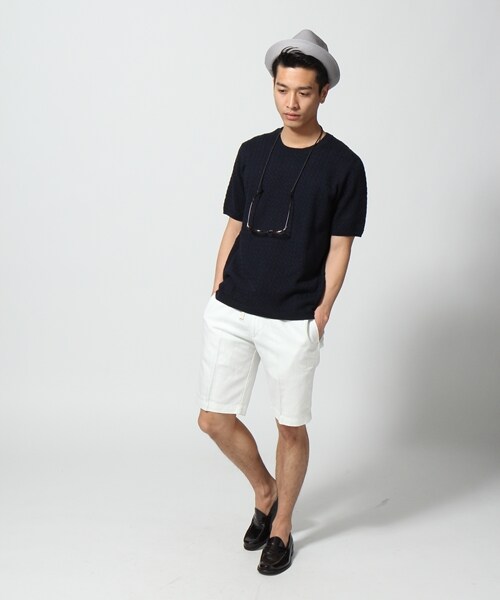 HARE（ハレ）の「フレンチリネンショーツ（パンツ・メンズ・オフホワイト/ブラック/ベージュ/ブルー/ネイビー・Ｓ/Ｍ/Ｌ）」の16枚目の写真