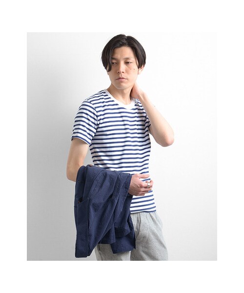 URBAN RESEARCH(アーバンリサーチ)の「40/2スーピマ胸ポケボーダーTシャツ(トップス・メンズ・NAVY/YELLOW/PINK/BLACK・M/L)」の7枚目の写真