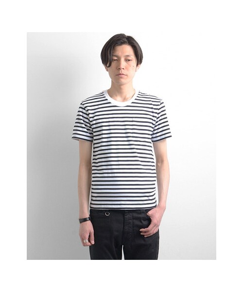 URBAN RESEARCH(アーバンリサーチ)の「40/2スーピマ胸ポケボーダーTシャツ(トップス・メンズ・NAVY/YELLOW/PINK/BLACK・M/L)」の9枚目の写真