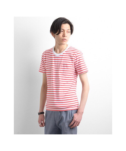 URBAN RESEARCH(アーバンリサーチ)の「40/2スーピマ胸ポケボーダーTシャツ(トップス・メンズ・NAVY/YELLOW/PINK/BLACK・M/L)」の6枚目の写真