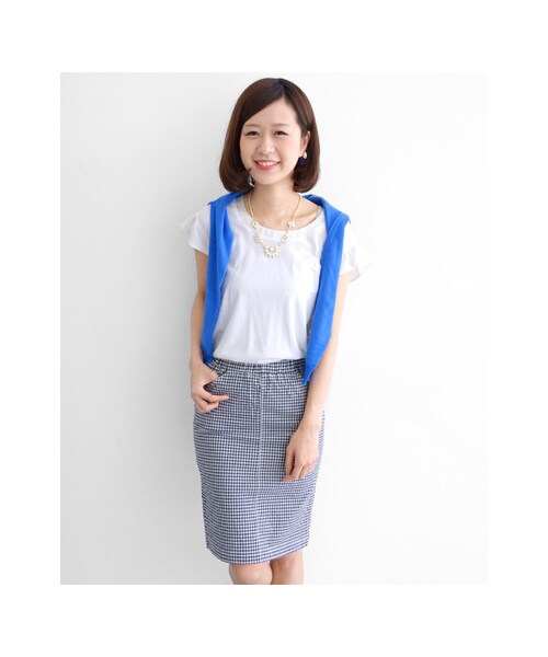 URBAN RESEARCH DOORS(アーバンリサーチドアーズ)の「ギンガムストレッチタイトスカート(スカート・レディース・ブラック/ネイビー・36/38)」の6枚目の写真