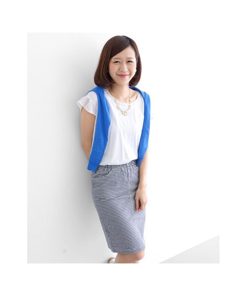 URBAN RESEARCH DOORS(アーバンリサーチドアーズ)の「ギンガムストレッチタイトスカート(スカート・レディース・ブラック/ネイビー・36/38)」の5枚目の写真