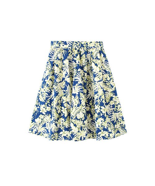 KBF（ケイビーエフ）の「ハワイアン柄フレアスカート（スカート・レディース・ブルー/ブラック/オレンジ・one）」の2枚目の写真