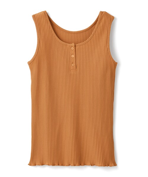 GRL（グレイル）の「ヘンリーネックテレコメロウタンクトップ（タンクトップ・レディース・ベージュ/オレンジ/ブルー/ブラック・M）」の4枚目の写真