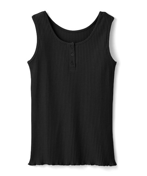 GRL（グレイル）の「ヘンリーネックテレコメロウタンクトップ（タンクトップ・レディース・ベージュ/オレンジ/ブルー/ブラック・M）」の2枚目の写真