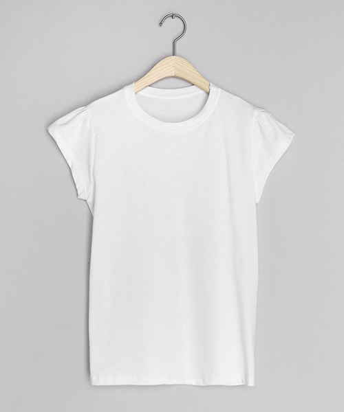 DHOLIC（ディーホリック）の「ギャザーフレンチスリーブTシャツ（Tシャツ/カットソー・レディース・レッド/ブルー/ブラック/ホワイト・FREE）」の2枚目の写真