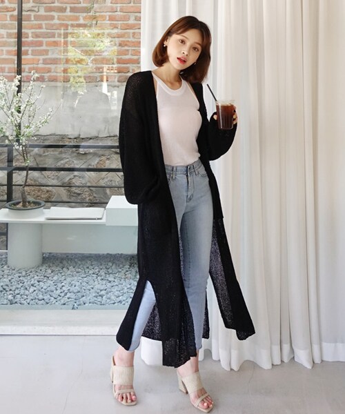 DHOLIC（ディーホリック）の「ボタンレスルーズニットカーディガン（カーディガン/ボレロ・レディース・ホワイト/ブラック/ベージュ・FREE）」の2枚目の写真