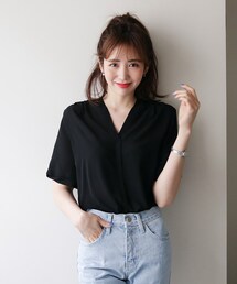 DHOLIC | ハーフスリーブVネックブラウス(シャツ/ブラウス)
