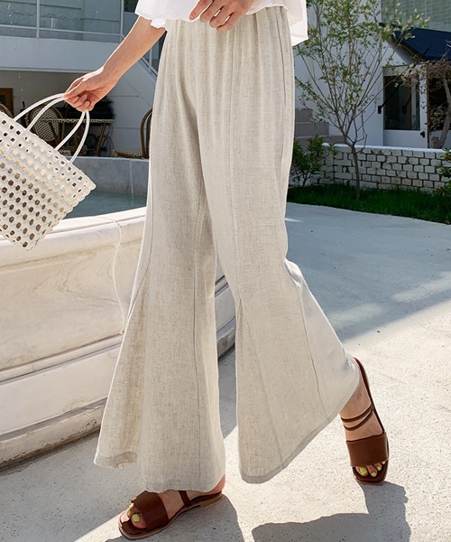 DHOLIC(ディーホリック)の「リネン混フレアイージーパンツ(その他パンツ・レディース・その他/ブラック・FREE)」の1枚目の写真