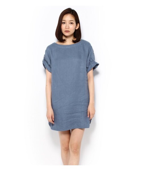 JOURNAL STANDARD（ジャーナルスタンダード）の「フレンチリネンツイルボートネックワンピース（ワンピース・レディース・ホワイト/ベージュ/ネイビー/ネイビー A/オレンジ・フリー）」の4枚目の写真