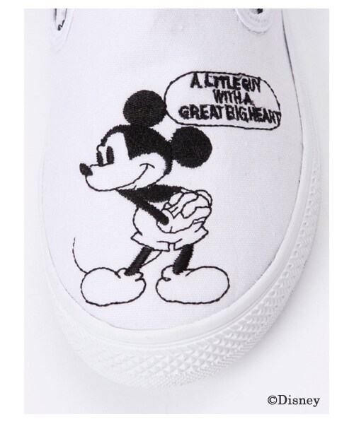 E hyphen world gallery（イーハイフンワールドギャラリー）の「ミッキー&ミニースリッポン（スニーカー・レディース・オフホワイト/ブラック・S/M/L）」の8枚目の写真