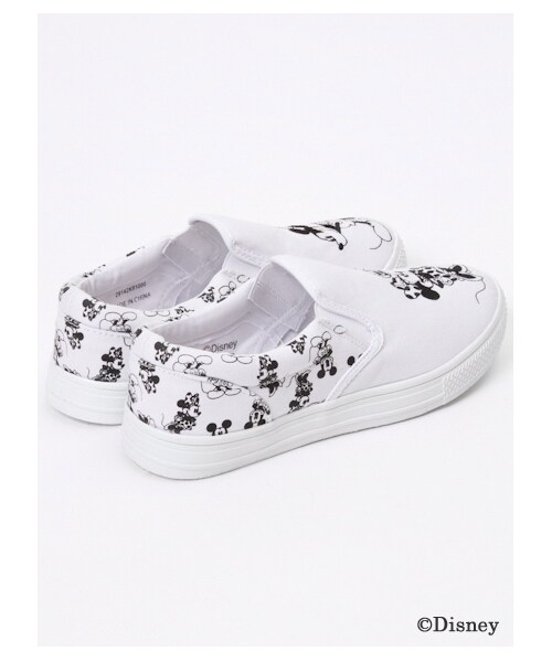 E hyphen world gallery（イーハイフンワールドギャラリー）の「ミッキー&ミニースリッポン（スニーカー・レディース・オフホワイト/ブラック・S/M/L）」の4枚目の写真