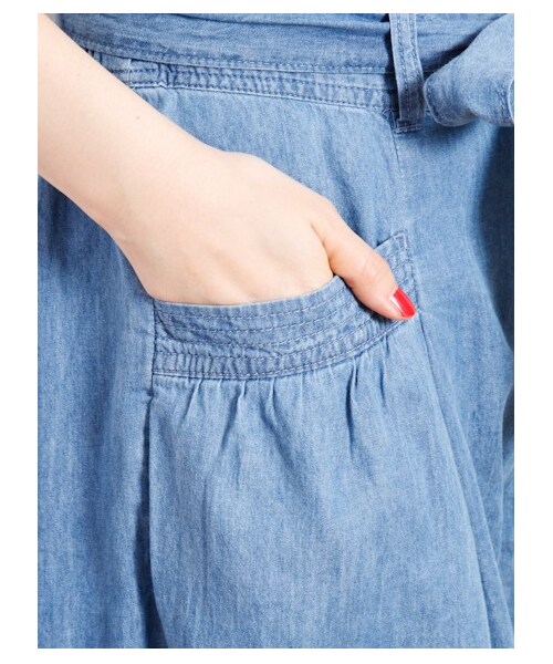 Green Parks fuuwa(グリーンパークスフーワ)の「【Special Price】デニムロングガウチョパンツ(パンツ・レディース・オフホワイト/インディゴ/ライトインディゴ・F)」の8枚目の写真