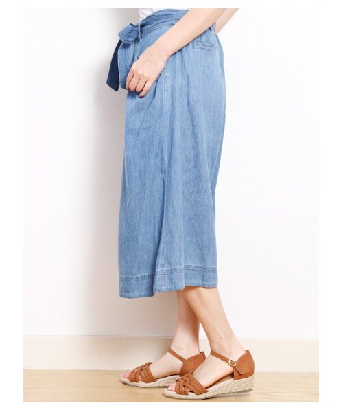 Green Parks fuuwa(グリーンパークスフーワ)の「【Special Price】デニムロングガウチョパンツ(パンツ・レディース・オフホワイト/インディゴ/ライトインディゴ・F)」の5枚目の写真