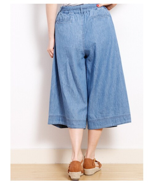 Green Parks fuuwa(グリーンパークスフーワ)の「【Special Price】デニムロングガウチョパンツ(パンツ・レディース・オフホワイト/インディゴ/ライトインディゴ・F)」の6枚目の写真