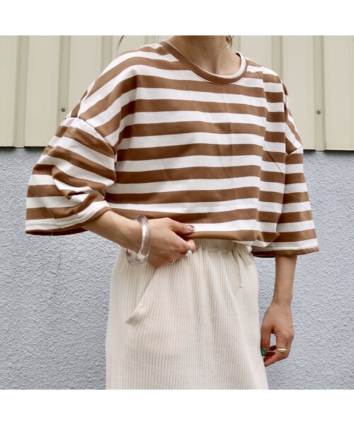 no brand（ノーブランド）の「big silhouette border tee（Tシャツ/カットソー・レディース・その他）」の5枚目の写真