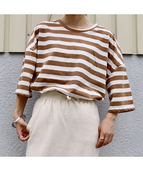 no brand（ノーブランド）の「big silhouette border tee（Tシャツ/カットソー・レディース・その他）」の3枚目の写真