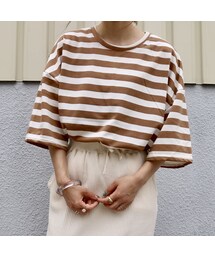 no brand | big silhouette border tee(Tシャツ/カットソー)