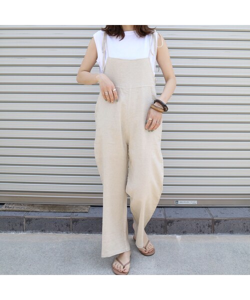 no brand(ノーブランド)の「linen saloppet(サロペット/オーバーオール・レディース・その他)」の7枚目の写真