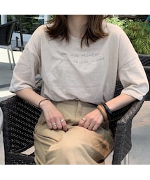 no brand | lettering tee【beige】(Tシャツ/カットソー)