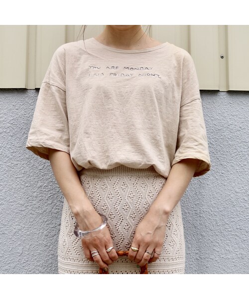 no brand（ノーブランド）の「lettering tee【beige】（Tシャツ/カットソー・レディース・その他）」の6枚目の写真