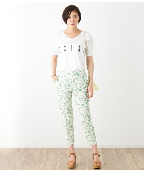 ADAM ET ROPE'（アダムエロペ）の「パームツリーイージーバックパンツ（パンツ・レディース・ブラック/グリーン・36/38）」の11枚目の写真