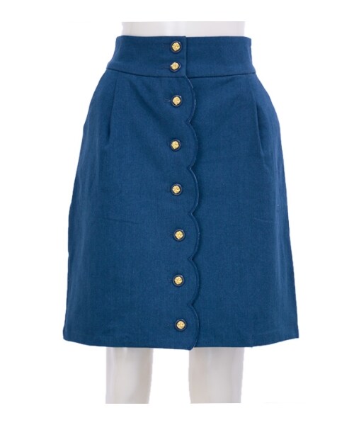 MAJESTIC LEGON（マジェスティックレゴン）の「∞スカラップ金ボタンSK（パンツ・レディース・ブルー/アイボリー/ネイビー・Free）」の8枚目の写真