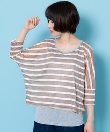 shop DADA | ﾚｲﾔｰﾄﾞ風ﾎﾞｰﾀﾞｰｶｯﾄｿｰ（9S15-58760）(Tシャツ/カットソー)