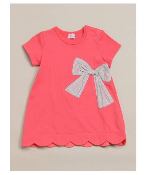 HAKKA BABY（ハッカベビー）の「[ベビー]裾スカラップリボンモチーフ付きワンピース（ワンピース/ドレス・キッズ・レッド/ブラック・80/90）」の2枚目の写真