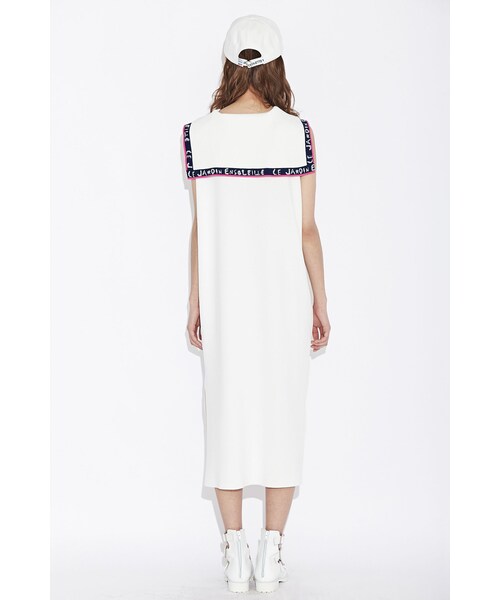 Lucky Chouette（Lucky Chouette）の「Sailor Collar Long Knit Dress（ワンピース/ドレス・レディース・아이보리/네이비・XXX）」の4枚目の写真