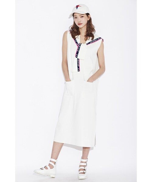Lucky Chouette（Lucky Chouette）の「Sailor Collar Long Knit Dress（ワンピース/ドレス・レディース・아이보리/네이비・XXX）」の2枚目の写真