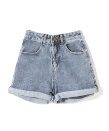 GRL | ロールアップヘムハイウエストデニムショートパンツ(デニムパンツ)