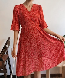 DHOLIC | 小花柄Vネックバックリボンワンピース(ワンピース)