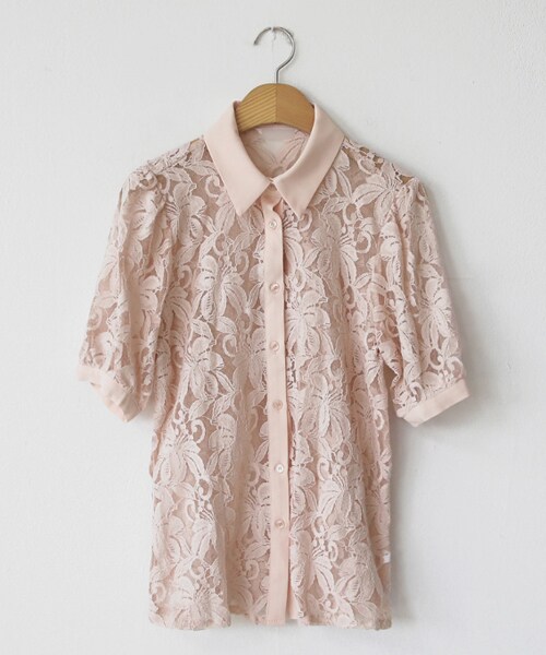 DHOLIC(ディーホリック)の「花柄レースカラーボタンブラウス(シャツ/ブラウス・レディース・ピンク/ブラック/ホワイト・FREE)」の1枚目の写真