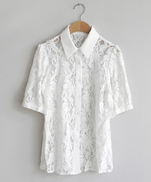 DHOLIC(ディーホリック)の「花柄レースカラーボタンブラウス(シャツ/ブラウス・レディース・ピンク/ブラック/ホワイト・FREE)」の2枚目の写真