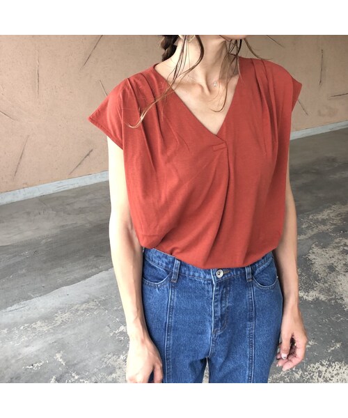 copine（コピン）の「着回し力抜群！シンプルタック入りフレンチスリーブトップス(5color)【クリックポスト対象商品】（Tシャツ/カットソー・レディース・その他）」の12枚目の写真