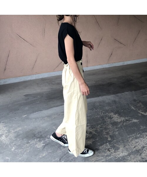 copine（コピン）の「着回し力抜群！シンプルタック入りフレンチスリーブトップス(5color)【クリックポスト対象商品】（Tシャツ/カットソー・レディース・その他）」の9枚目の写真